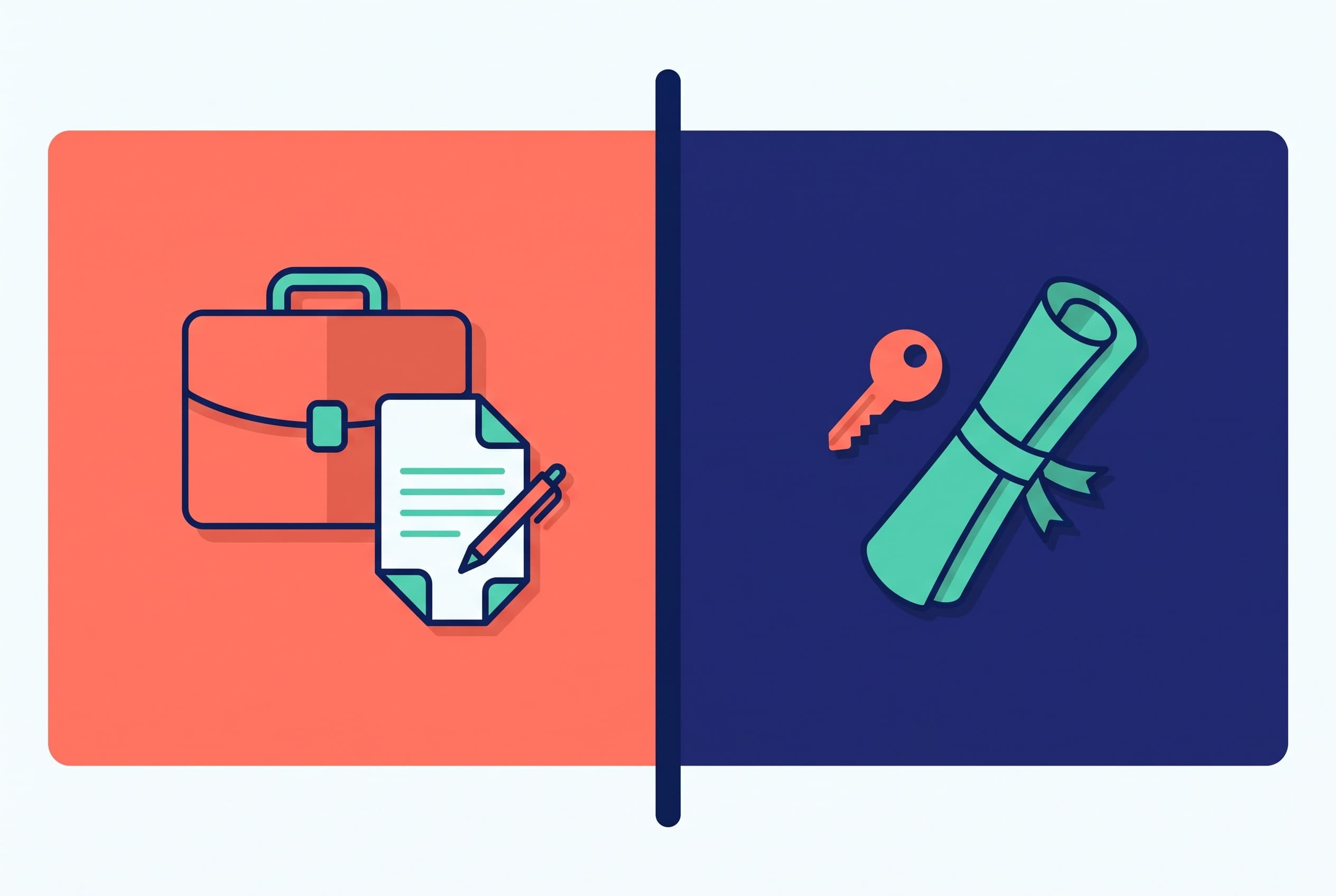 Professional indemnity insurance versus property deed-of-indemnity insurance, shown as two distinct products.